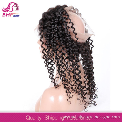 Top Quality Elastic Band Brazilian Hair Glueless 360 Lace Frontal Wig